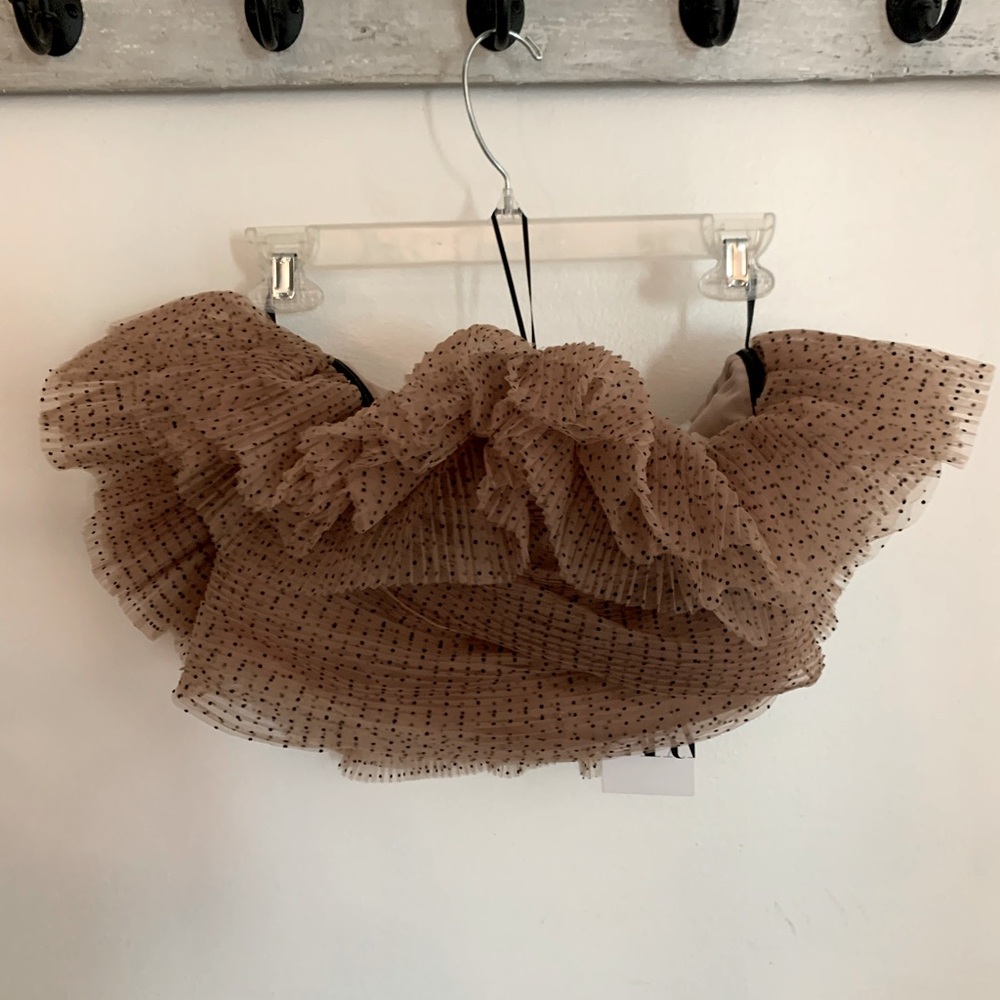 NWT Zara Nude Tulle Crop Top - Picture 2 of 8